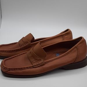 Dr. Scholl's Womens Sz 7 Penny Loafers Leather Shoes Gel Pac Heel Slip On Brown